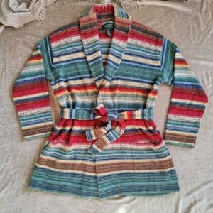Vintage Lauren Ralph Lauren Hand Knit Navajo-inspired Cardigan with tie, Size XL
